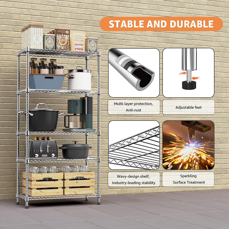 Adjustable Shelves Heavy Duty Wire Pantry Shelving