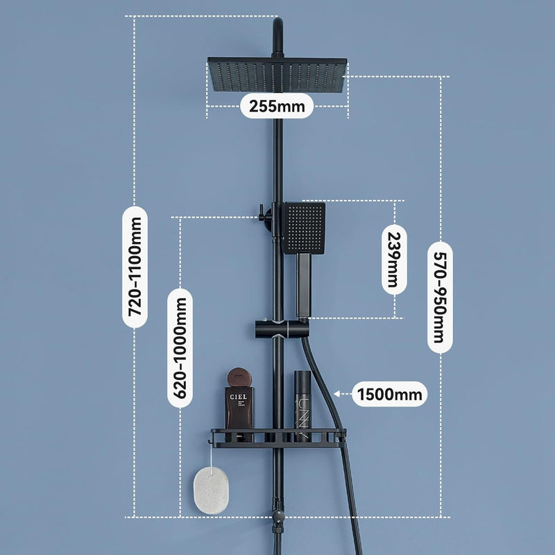 Adjustable Shower Riser Rail Kit