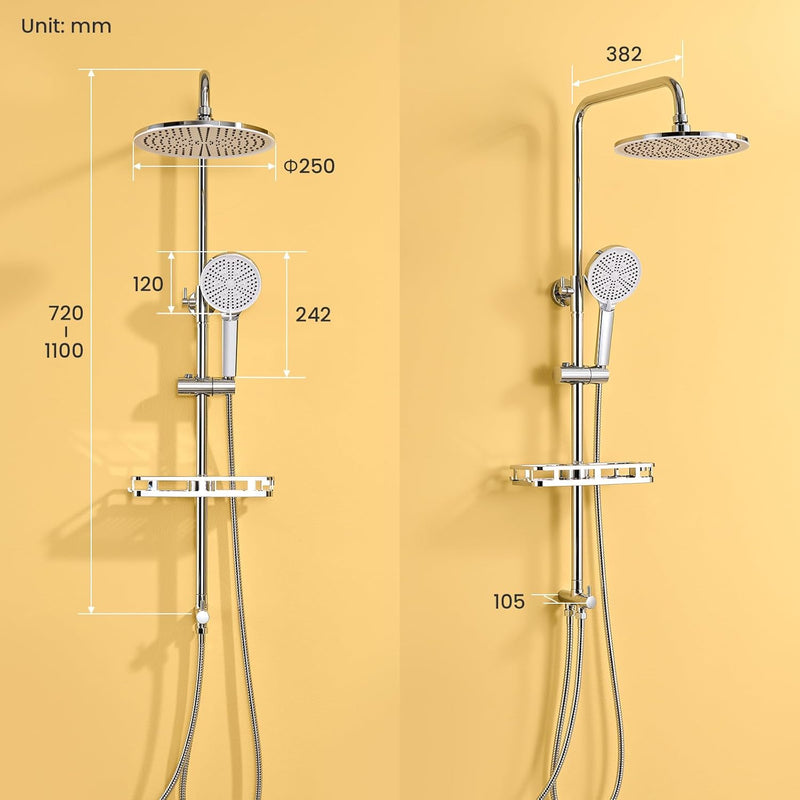 Adjustable Shower Riser Rail Kit