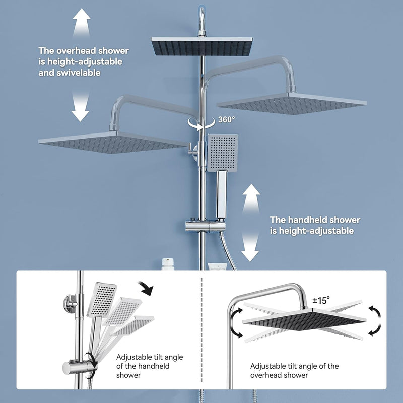Adjustable Shower Riser Rail Kit