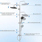 Adjustable Shower Riser Rail Kit with 10" Self-Cleaning