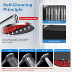 Adjustable Shower Riser Rail Kit with 10" Self-Cleaning