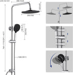 Adjustable Shower Riser Rail Kit with 10" Square