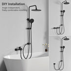 Adjustable Shower Riser Rail Kit with 10" Square