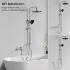 Adjustable Shower Riser Rail Kit with 10" Square