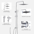 Adjustable Shower Riser Rail Kit with 10" Square