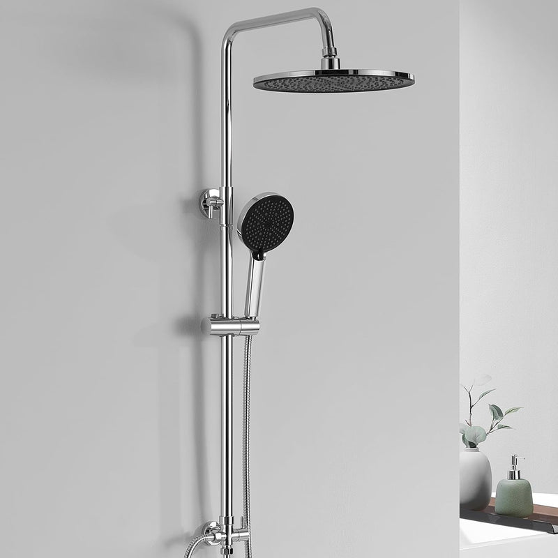 Adjustable Shower Riser Rail Kit with 10" Square