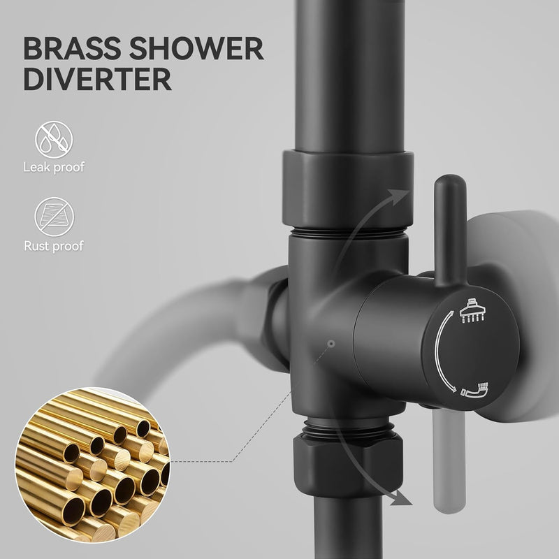 Adjustable Shower Riser Rail Kit with 10" Square