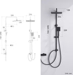 Adjustable Shower Riser Rail Kit with 10" Square