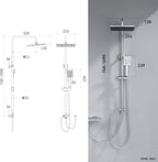 Adjustable Shower Riser Rail Kit with 10" Square