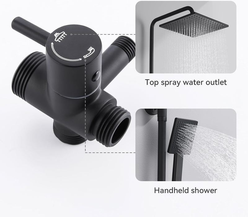 Adjustable Shower Riser Rail Kit with 10" Square