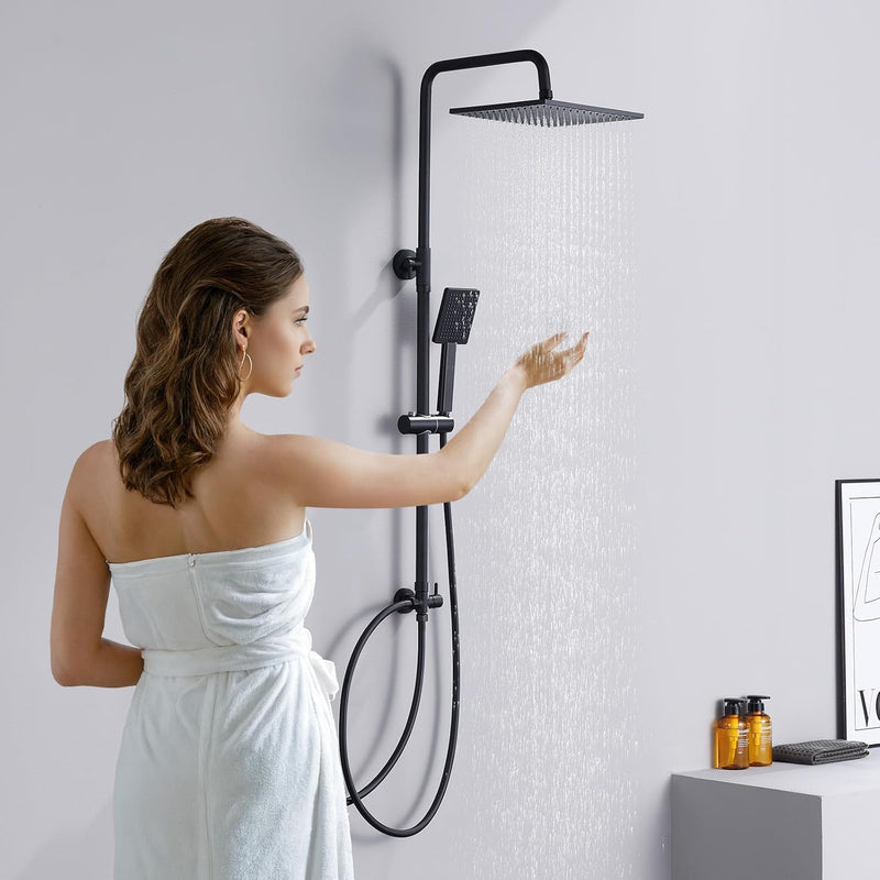 Adjustable Shower Riser Rail Kit with 10" Square
