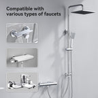 Adjustable Shower Riser Rail Kit with 10" Square