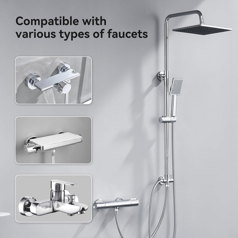 Adjustable Shower Riser Rail Kit with 10" Square