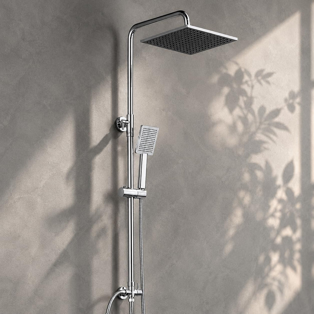 Adjustable Shower Riser Rail Kit with 10" Square