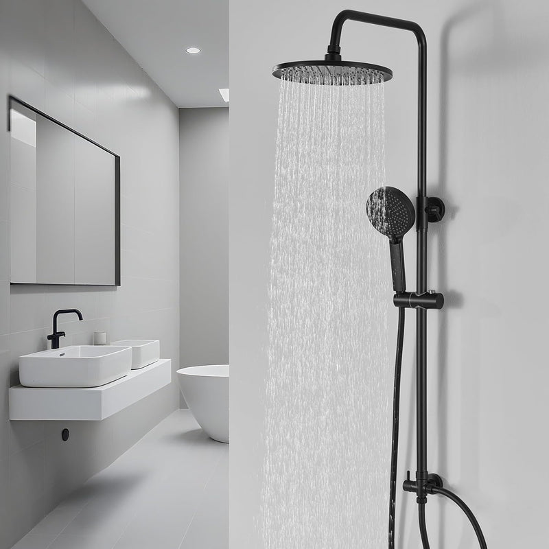 Adjustable Shower Riser Rail Kit with 10" Square