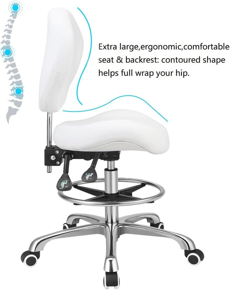 Adjustable Stools Drafting Chair with Backrest Foot Rest
