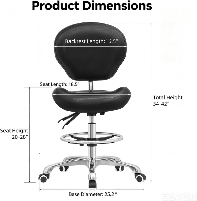 Adjustable Stools Drafting Chair with Backrest Foot Rest