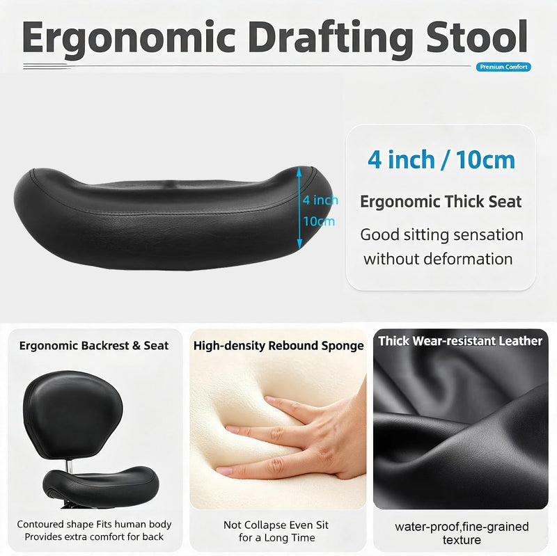 Adjustable Stools Drafting Chair with Backrest Foot Rest