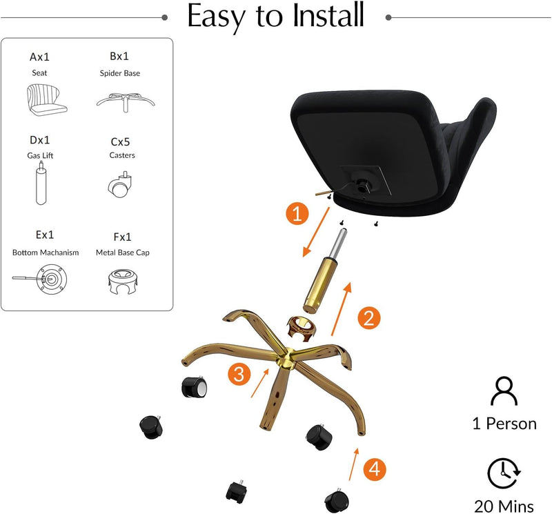 Adjustable Swivel Desk Chair with Base