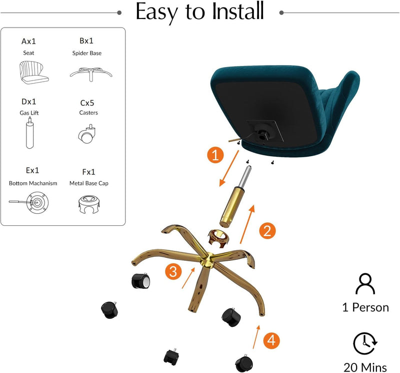 Adjustable Swivel Desk Chair with Base
