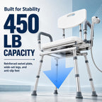Adjustable Swivel Shower Chair with Arms and Back