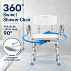 Adjustable Swivel Shower Chair with Arms and Back