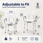 Adjustable Swivel Shower Chair with Arms and Back