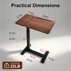 Adjustable Tilt Overbed Standing Side Table with Wheels