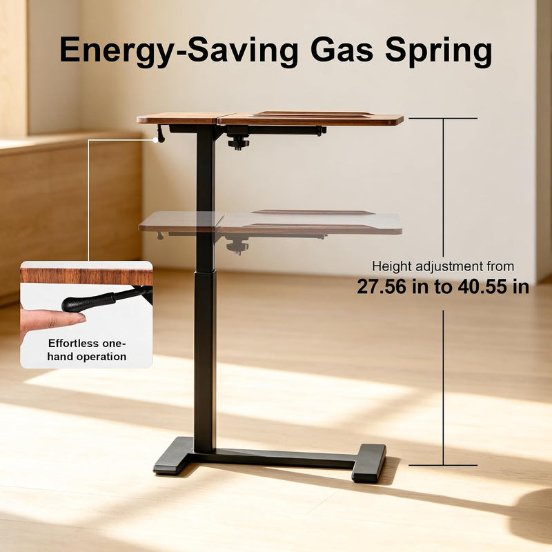Adjustable Tilt Overbed Standing Side Table with Wheels