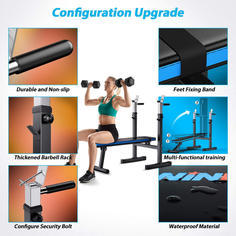 Adjustable Weight Bench with Dip Station Folding