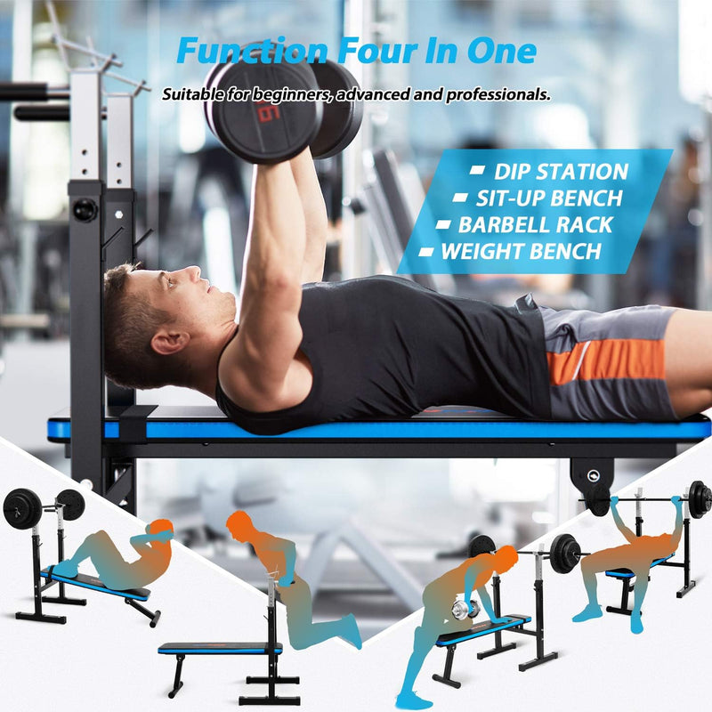 Adjustable Weight Bench with Dip Station Folding