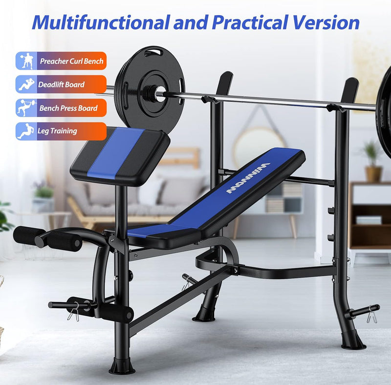 Adjustable Weight Bench with Leg Extension and Preacher