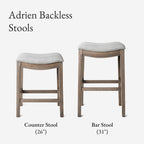 Adrien Counter Height Upholstered Backless Saddle