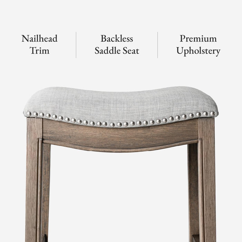 Adrien Counter Height Upholstered Backless Saddle