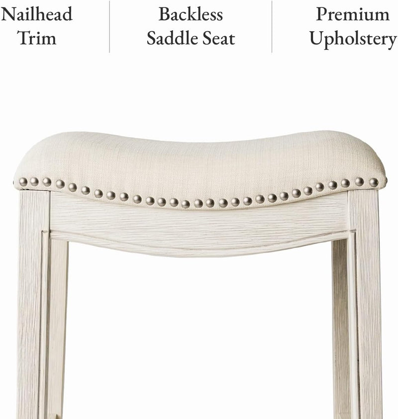 Adrien Counter Height Upholstered Backless Saddle