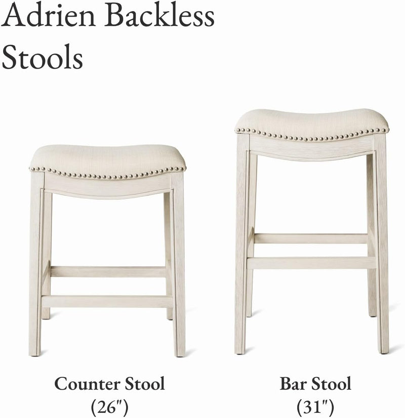 Adrien Counter Height Upholstered Backless Saddle