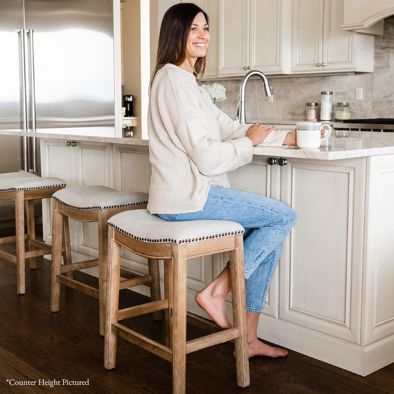 Adrien Counter Height Upholstered Backless Saddle