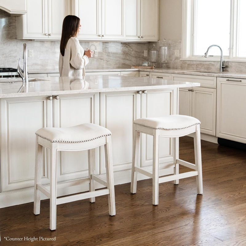 Adrien Counter Height Upholstered Backless Saddle