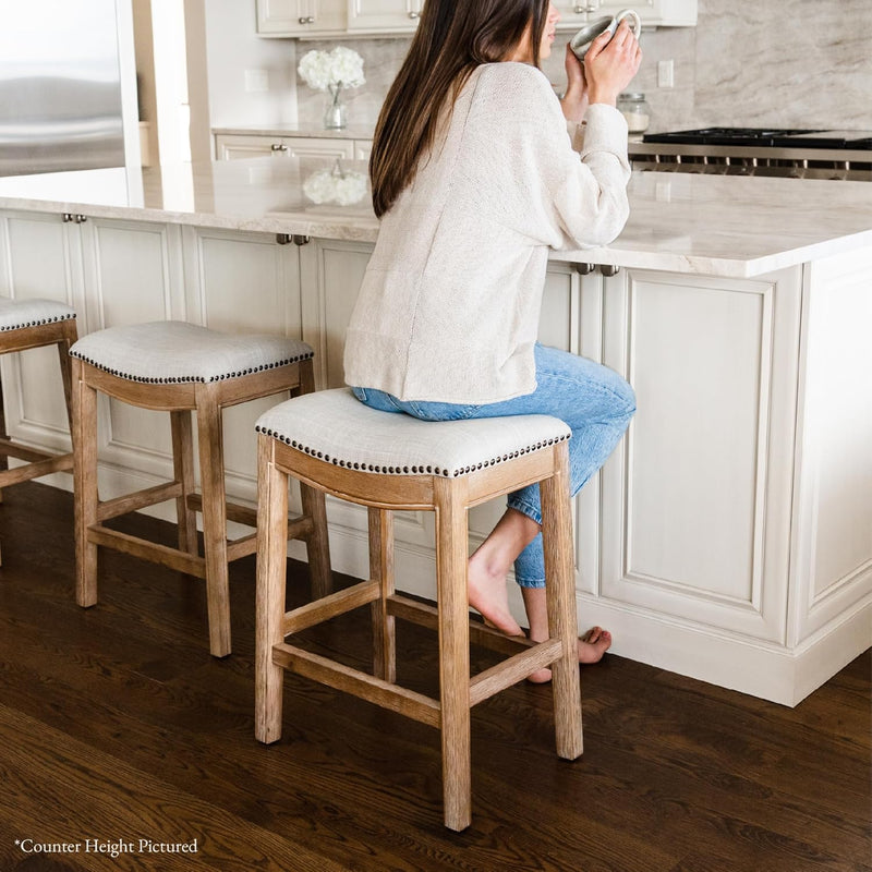 Adrien Counter Height Upholstered Backless Saddle