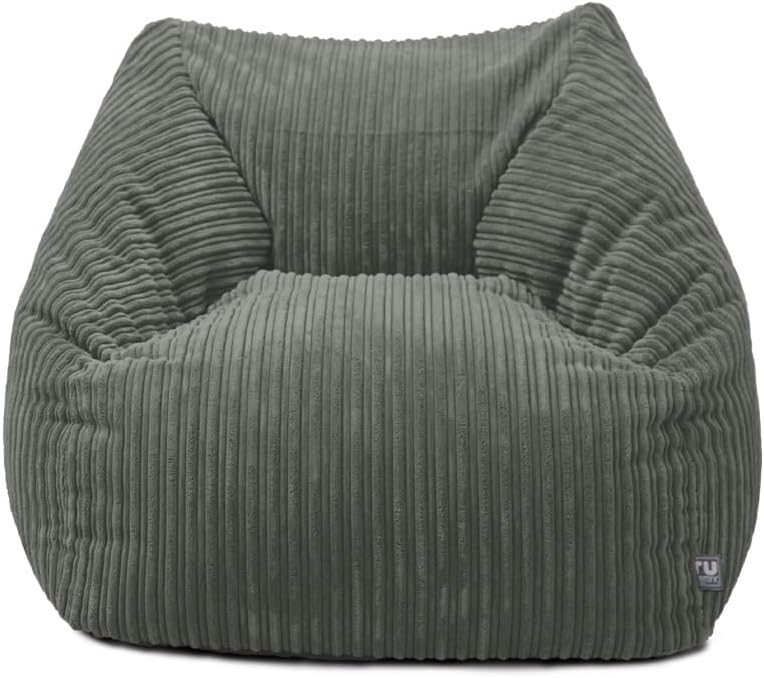Rucomfy Adult Large Armchair Beanbag Soft Corduroy Slate