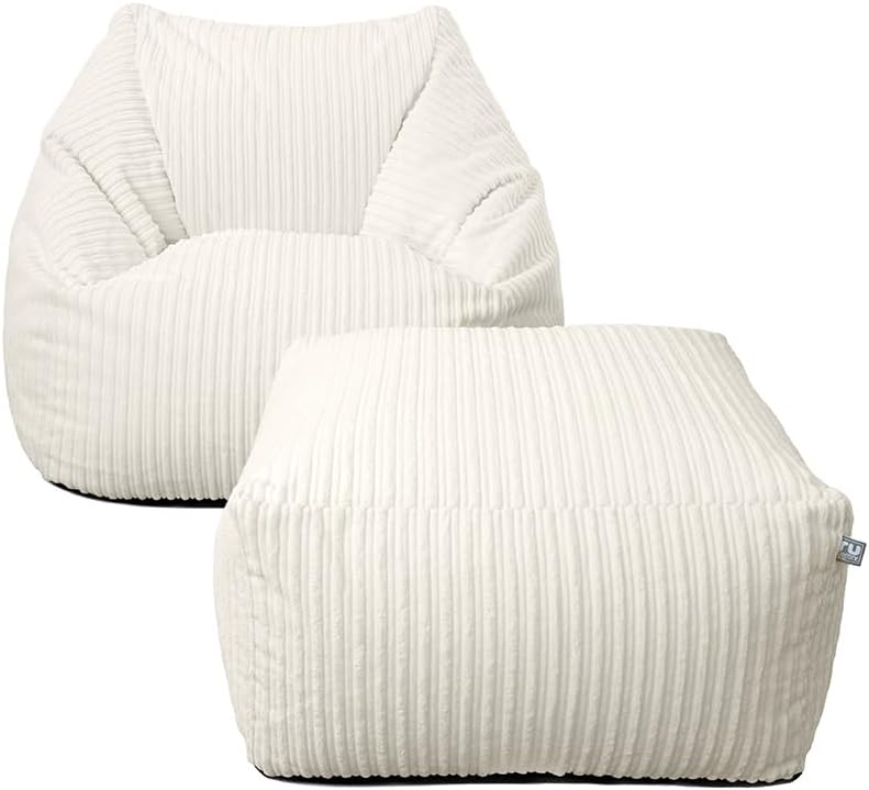 Rucomfy Adult Large Armchair Beanbag Soft Corduroy Slate