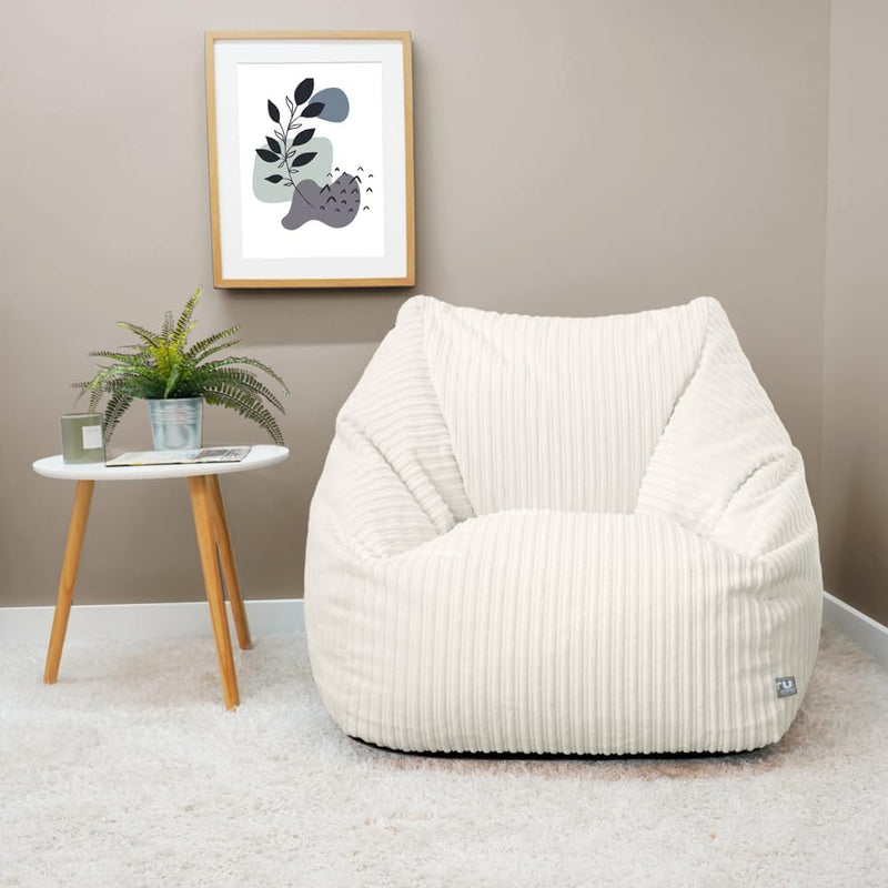 Rucomfy Adult Large Armchair Beanbag Soft Corduroy Slate