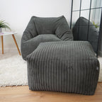 Rucomfy Adult Large Armchair Beanbag Soft Corduroy Slate