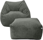 Rucomfy Adult Large Armchair Beanbag Soft Corduroy Slate