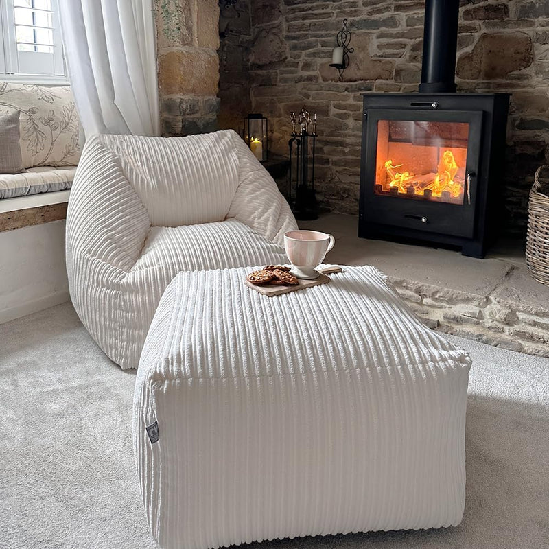 Rucomfy Adult Large Armchair Beanbag Soft Corduroy Slate