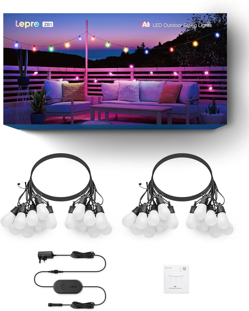 Ai Festoon Lights Outdoor 15m RGB+ic Warm Waterproof