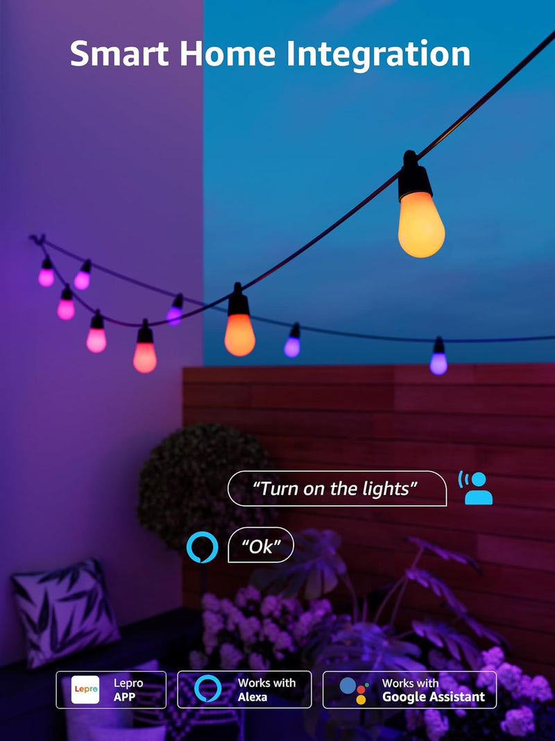 Ai Festoon Lights Outdoor 15m RGB+ic Warm Waterproof