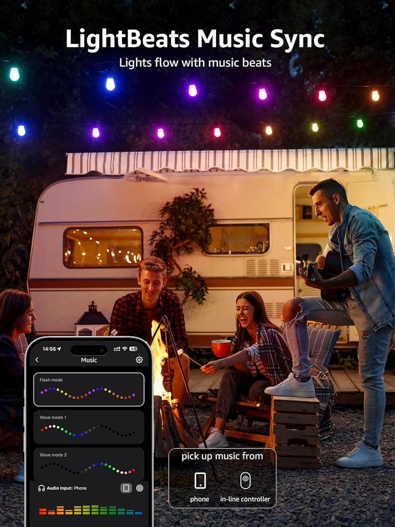Ai Festoon Lights Outdoor 15m RGB+ic Warm Waterproof