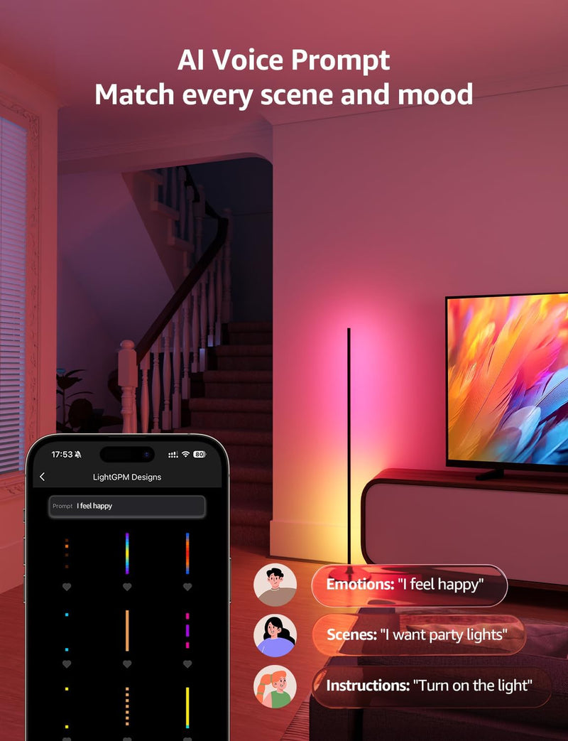 Ai Smart Floor Lamp 1000lm RGB+ic Warm LED